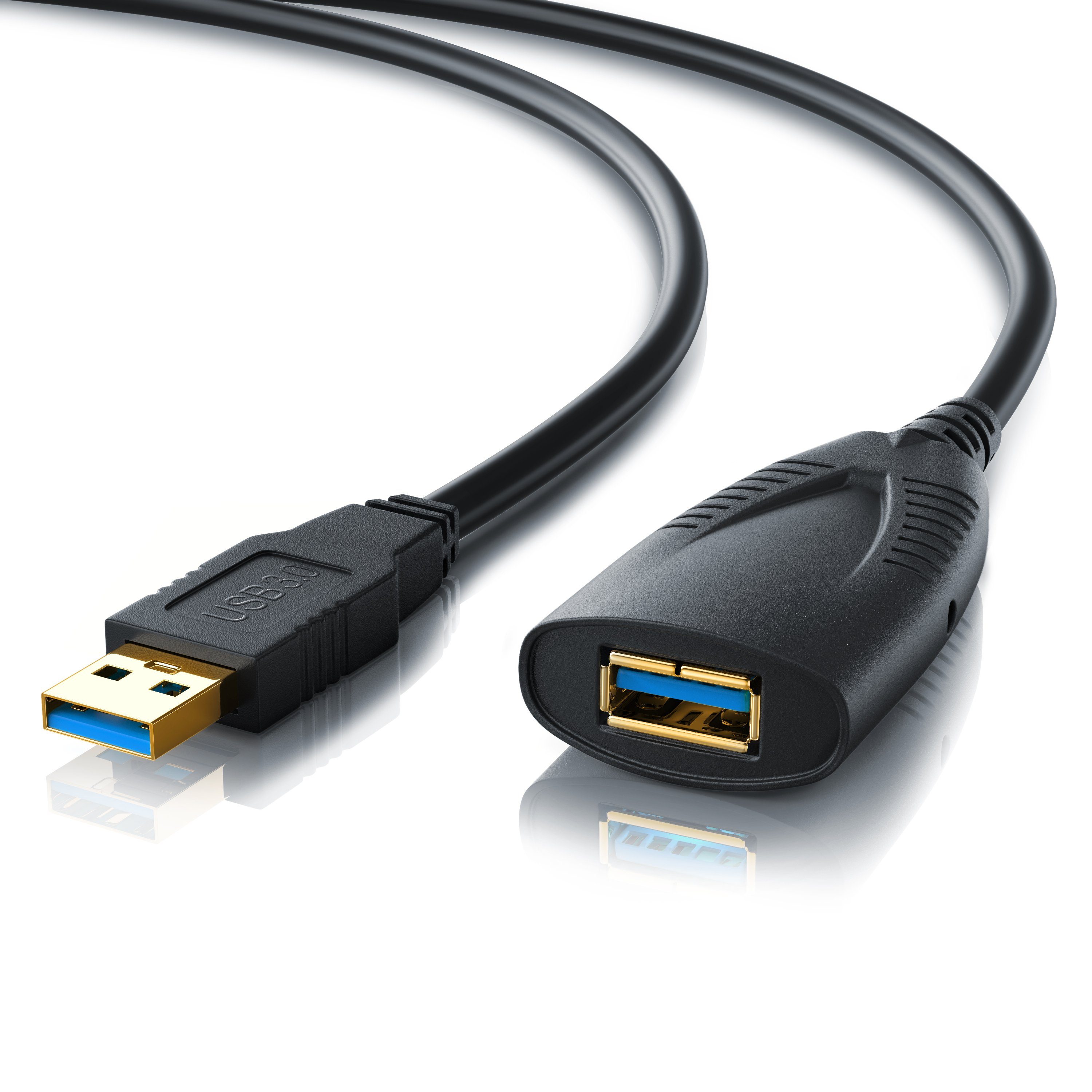 CSL Aktives Repeater Kabel mit Signalverstärkung - 5m Verlängerungskabel, USB 3.0 Typ A (500 cm), für Drucker, Scanner, Webcam, USB-Stick, verlustfreie Übertragung