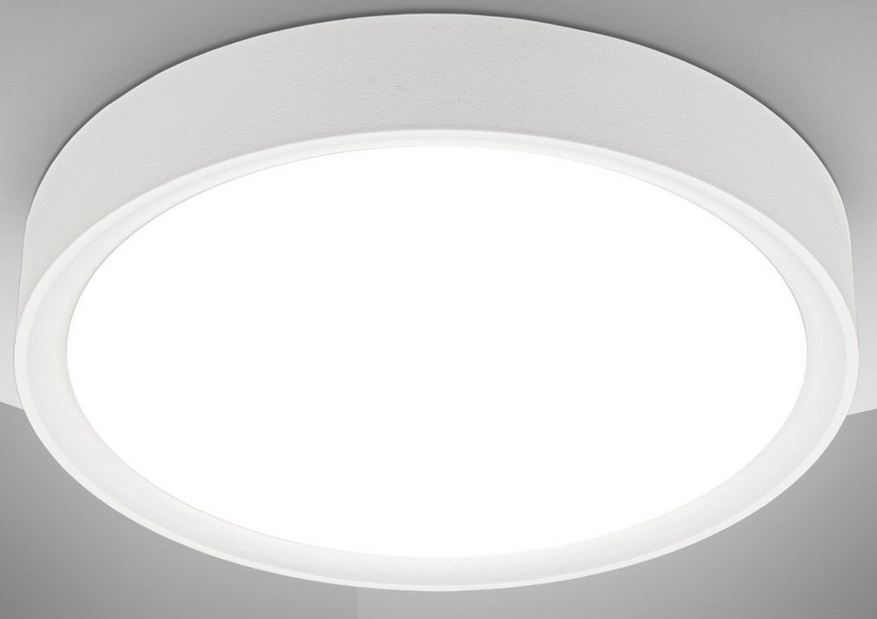 Deckenlampe, Weiß, Schlafzimmerlampe Kelvin, LED fest 12W, Neutralweiß, BK_DL1433 Deckenleuchte LED B.K.Licht integriert, Neutralweißes Licht, 1.200 Lumen, 4.000 Ø25cm, LED