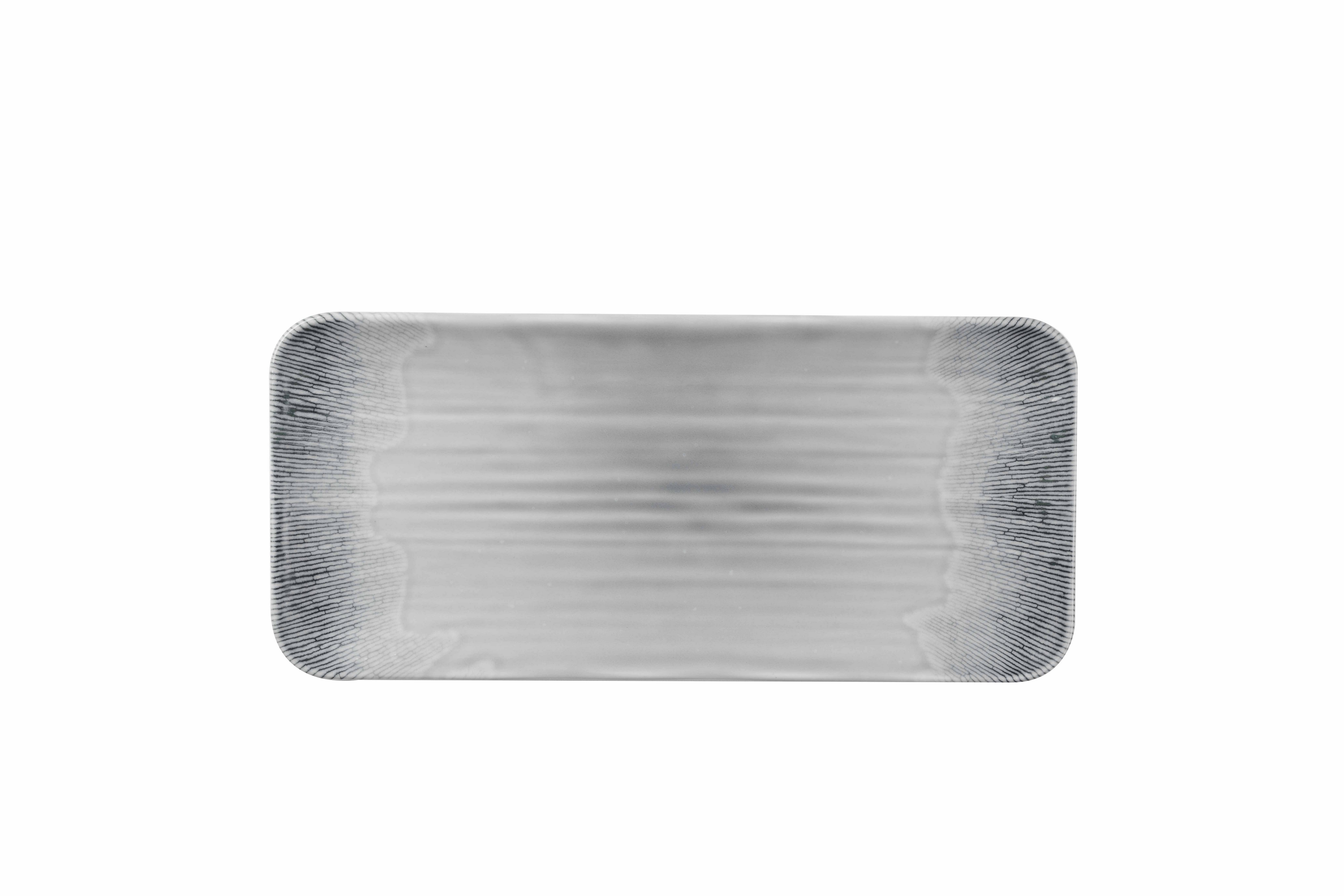 Dudson Servierplatte Dudson Harvest Flux Grey Organische Rechteckige Platte, 35x16cm, Grau, Feinstes Porzellan