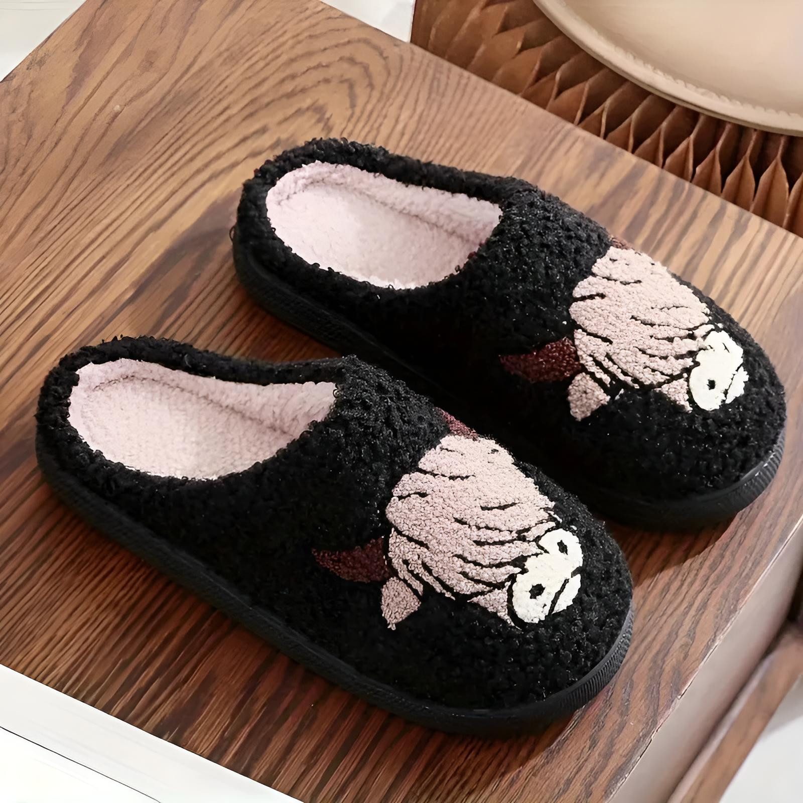 Corimori mit netten Motiven, Gr. 34-44, Antirutsch & bequem Plüsch Hausschuhe (Packung, Geschenk) Highland Cow Pantoffeln für Kinder und Erwachsene, EU Größe 36-37
