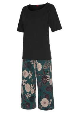 s.Oliver Capri-Pyjama (2 tlg) mit geblümter 3/4-Culotte