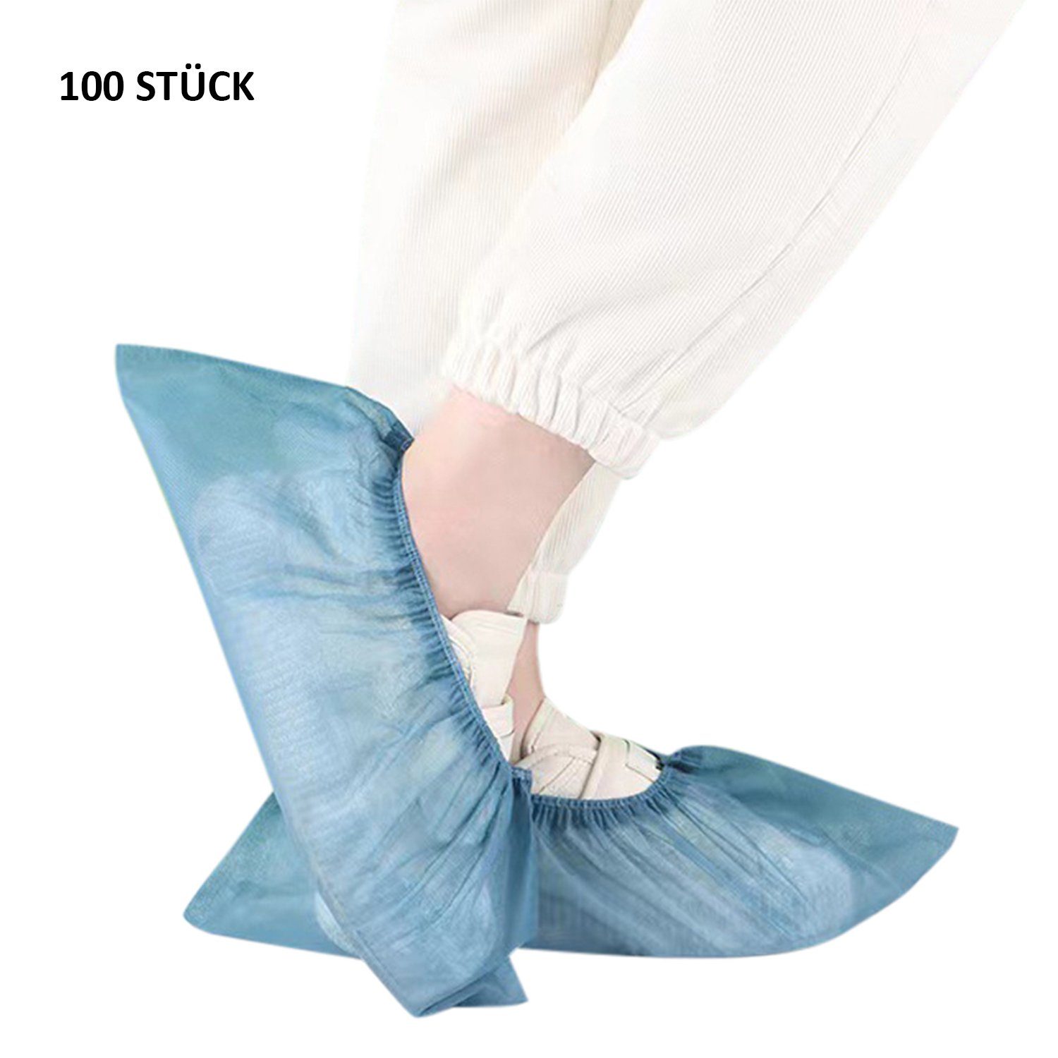 Stück 100 Schuhüberzieher hygienische Einweg-Stiefel Blau rutschfest Daisred Schuhüberzieher