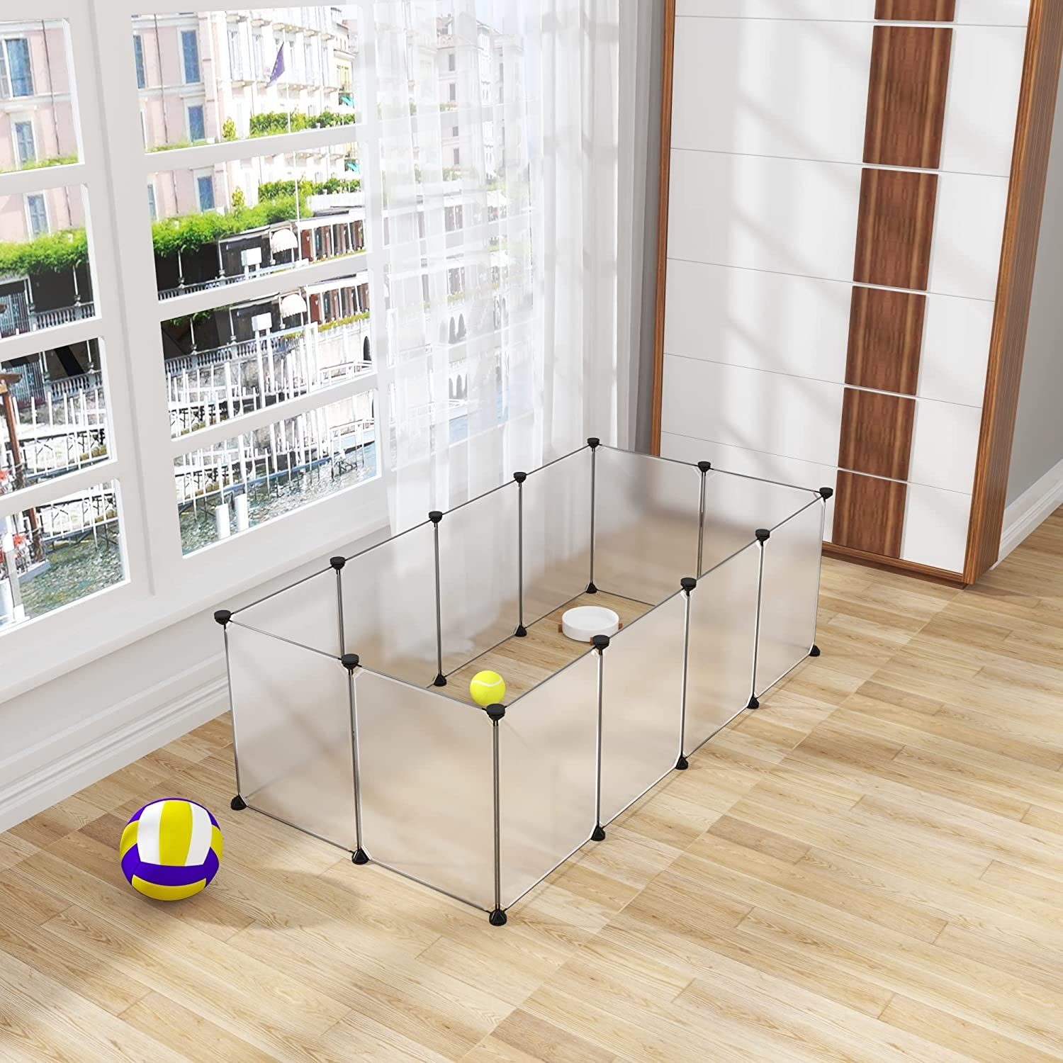 EUGAD Freigehege, für Kaninchen Hasen DIY 12 Platten 145x75x46 cm