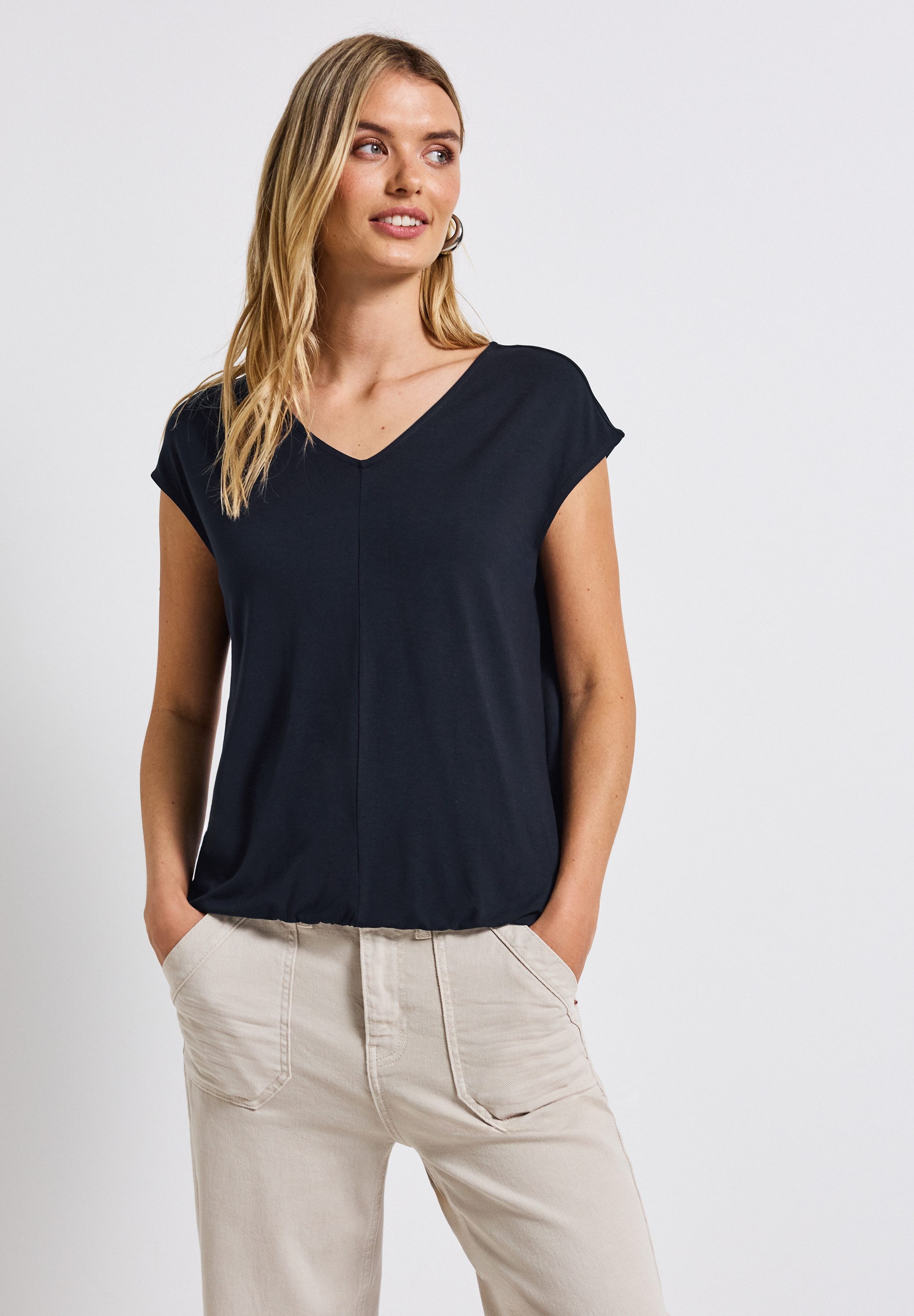 STREET ONE T-Shirt, bestehend aus einem Materialmix günstig online kaufen