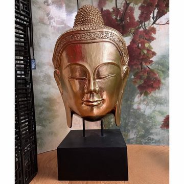 Asien LifeStyle Buddhafigur Buddha Kopf Thailand Holz Skulptur - 66cm groß