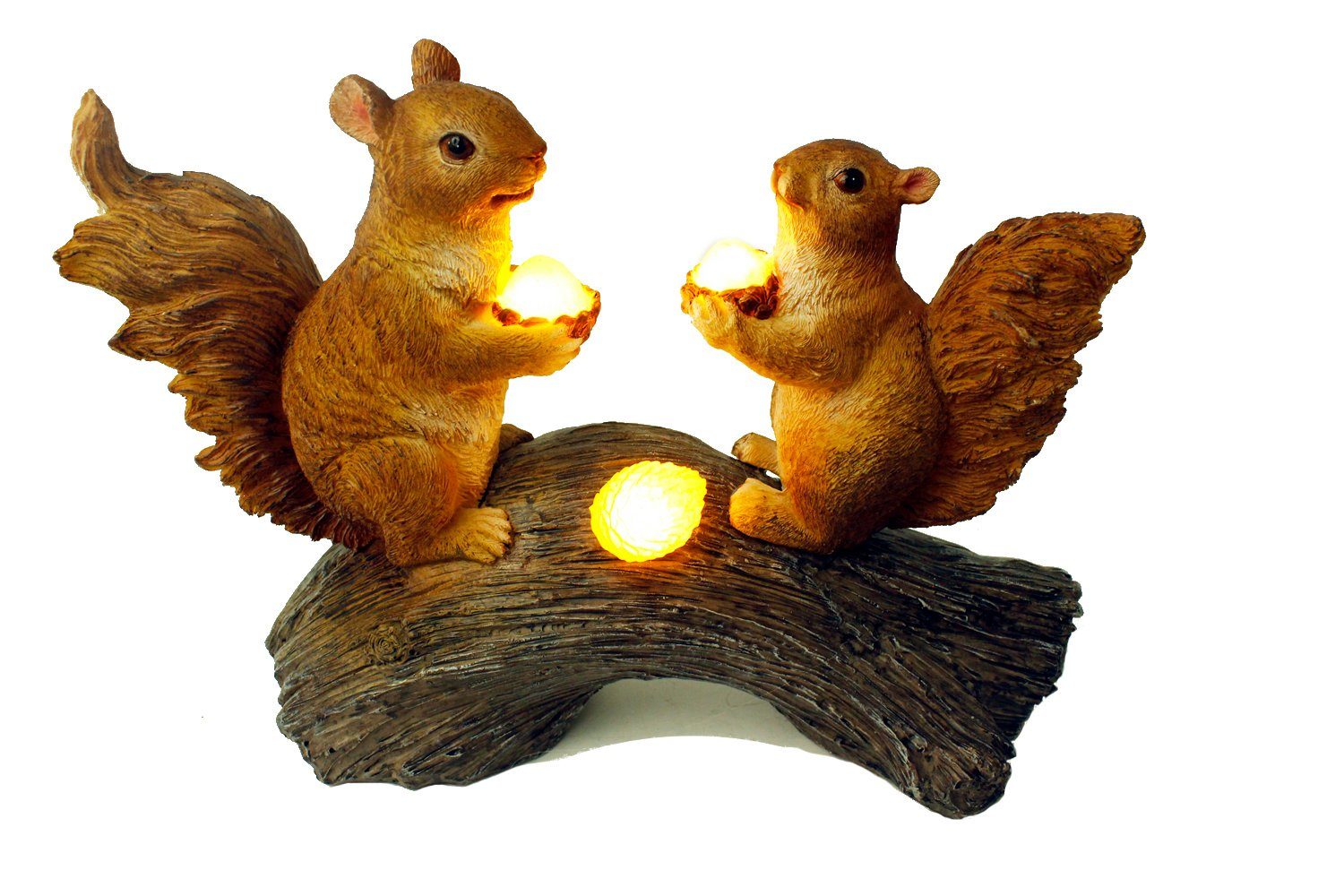 Tageslichtsensor, Pärchen integriert, LED fest Baumstamm Solarleuchte Arnusa Tierfigur LED auf Gartenfigur warmweiß, Eichhörnchen Solarlampe,