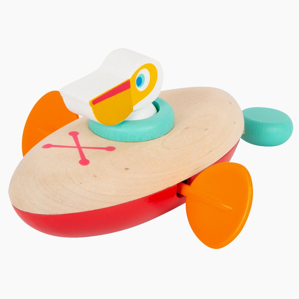 Small Foot Pelikan Aufzieh-Kanu nachhaltige Badespielzeug-Alternative (1-tlg), Wasserspielzeug Badespielzeug