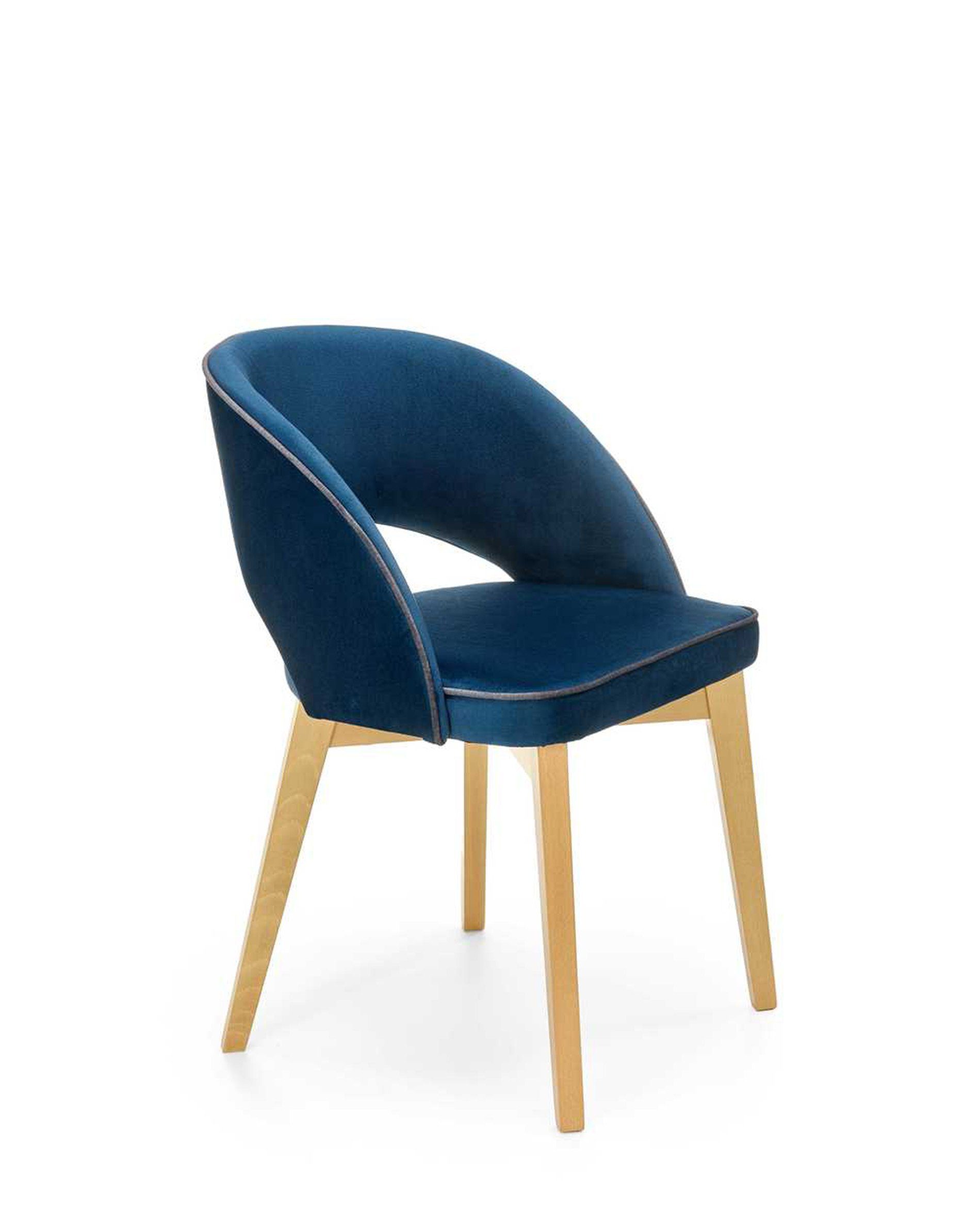 Cosy Home Ideas Esszimmerstuhl Esszimmerstühle mit Samt-Bezug 4er Set Holzbeine natur (4er Set, 4 St), zweifarbig, Bezug in Samt Optik, stabile Holzbeine blau | 4260400768337