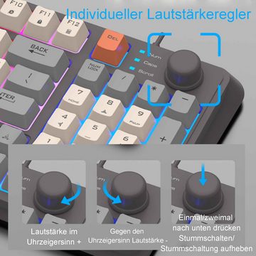 KINSI Tastatur, mechanische Tastatur,Dreifach-Patchwork-Tastatur Tastatur