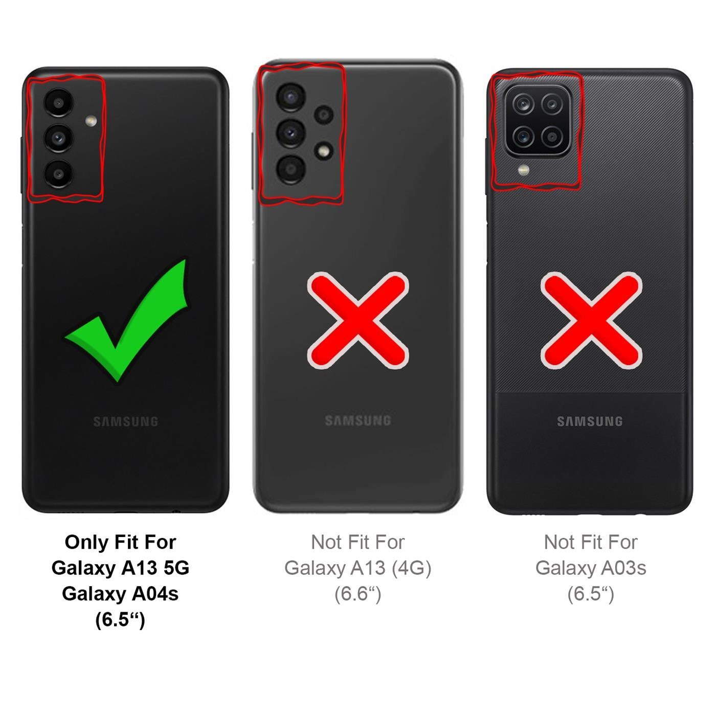 CoolGadget Handyhülle Wallet Klapp Tasche Book Case für Samsung Galaxy A13 5G / A04s 6,5 Zoll, Hülle Klapphülle Flip Cover Etui Schutzhülle