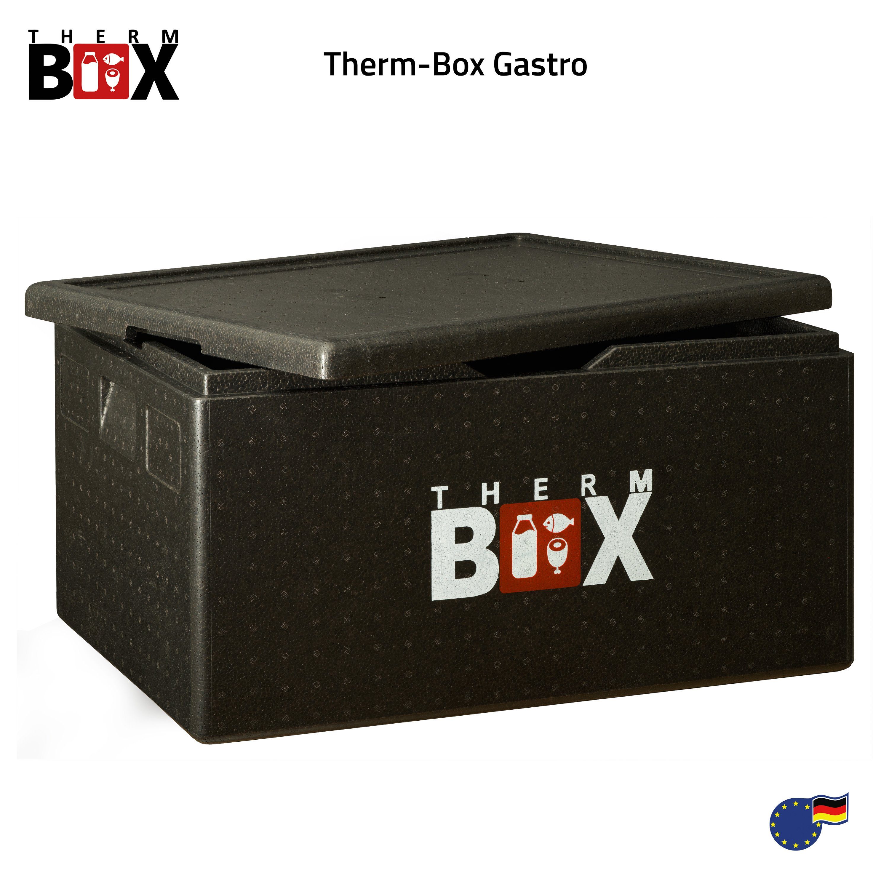 THERM-BOX Thermobehälter Styroporbox B80 Innen: 62,5x42,5x32cm Wiederverwendbar, Styropor-Piocelan, (1, 1-tlg., 1 Box), für E3 Kiste Thermobox Warmhaltebox Kühlbox Profibox