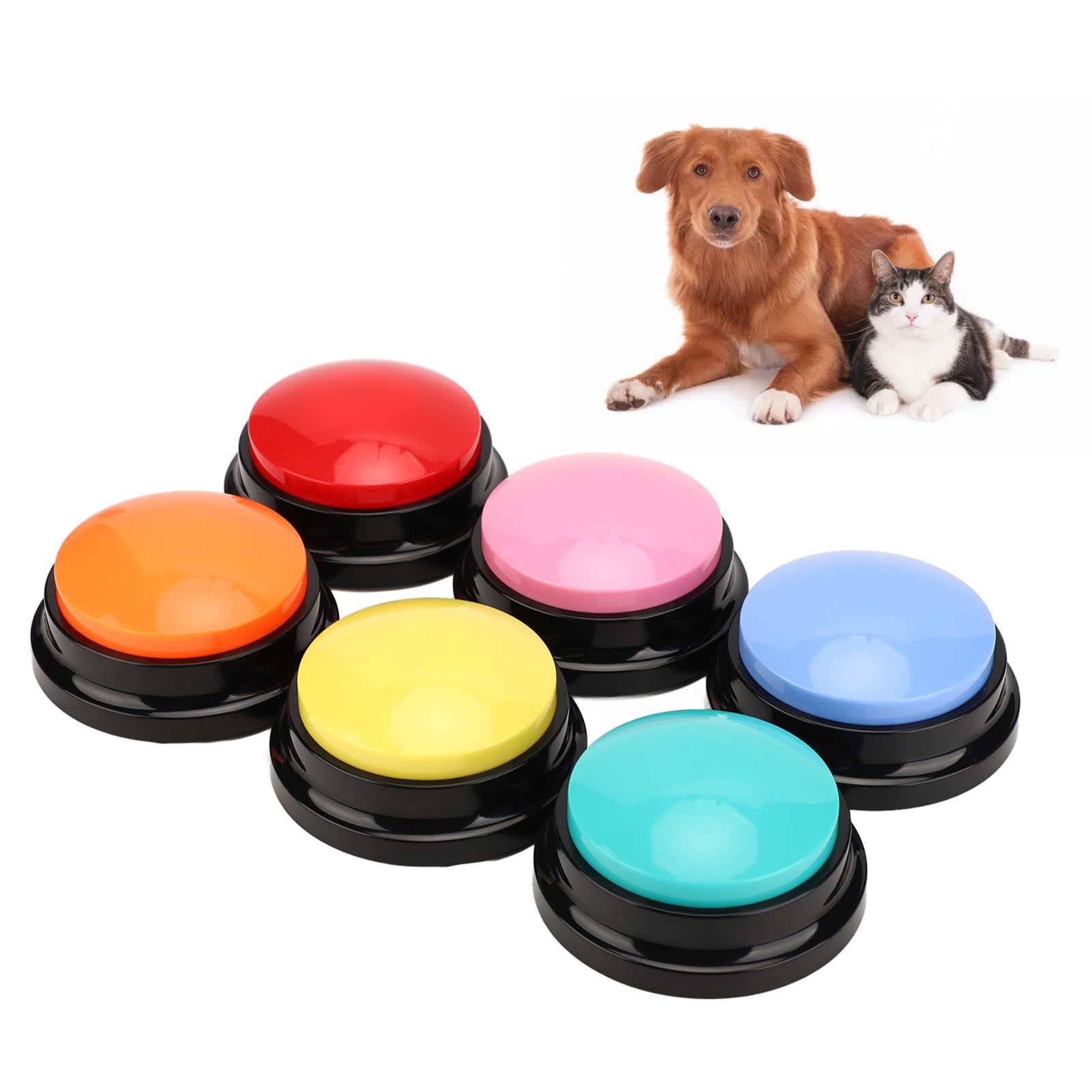 Mechright Lernspielzeug 6er-Set Buzzer für Hundetraining & Kommunikation, ohne Batterie (Set), Sprechende Knöpfe für Hunde & Katzen, 30s Aufnahmezeit