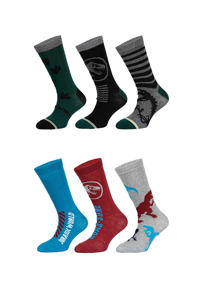 Jurassic World Socken Jungen Socken 6er Pack mit Dinosaurier-Motiv (6-Paar)