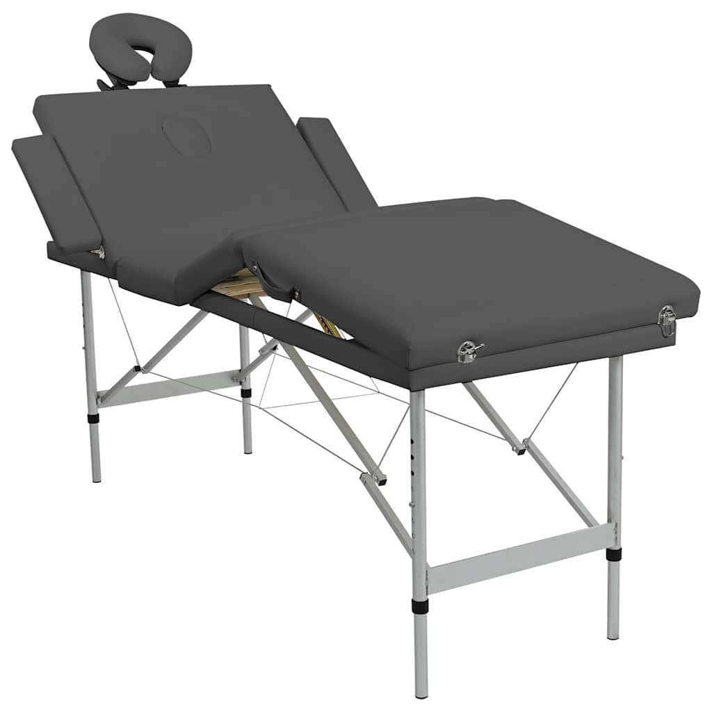 vidaXL Massageliege Massagetisch mit 4 Zonen Aluminiumrahmen Anthrazit 186×68 cm