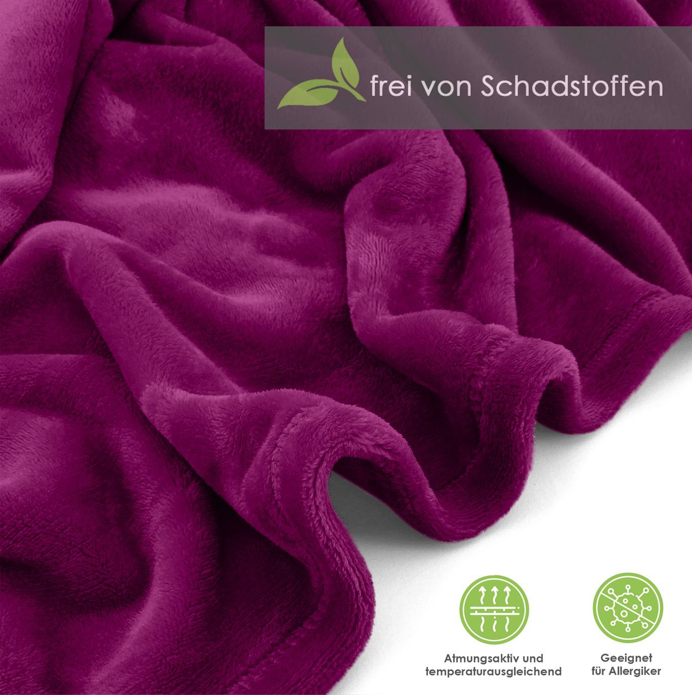 Wohndecke Premium Super Soft Flanell Kuscheldecke Sofadecke, heimtexland, super weich und flauschig, Allergiker geeignet, atmungsaktiv