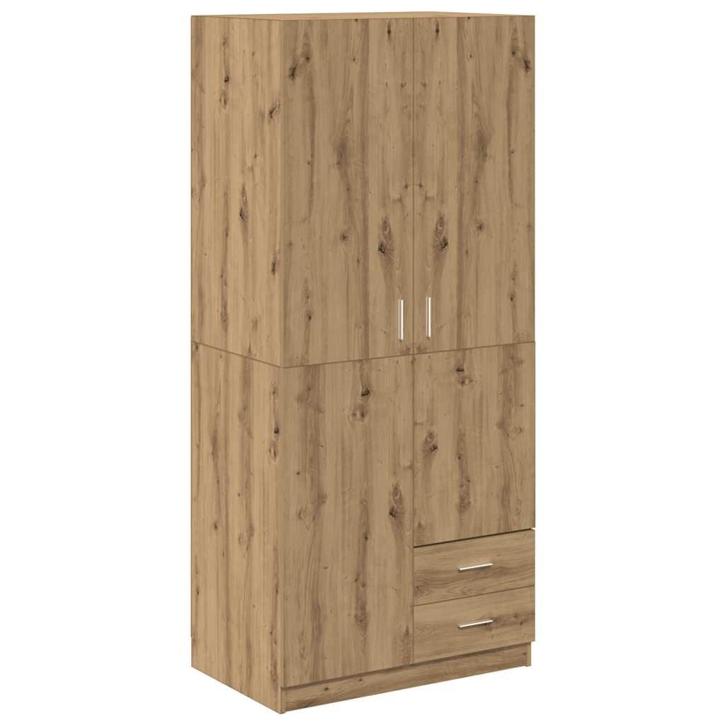 vidaXL Kleiderschrank NA Kleiderschrank aus Holz mit 2 Türen und 2 Schubladen 80x52x180 cm f