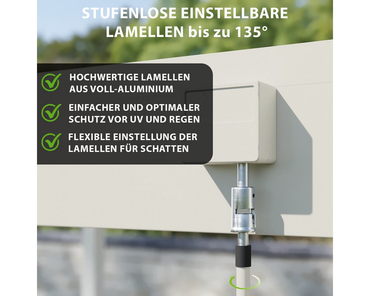 Thumbnail - Weide Pergola Deluxe Voll-Alu Pergola 3 x 4 M Ivory Sand Lamellendach, BxTxH: 400x300x255 cm