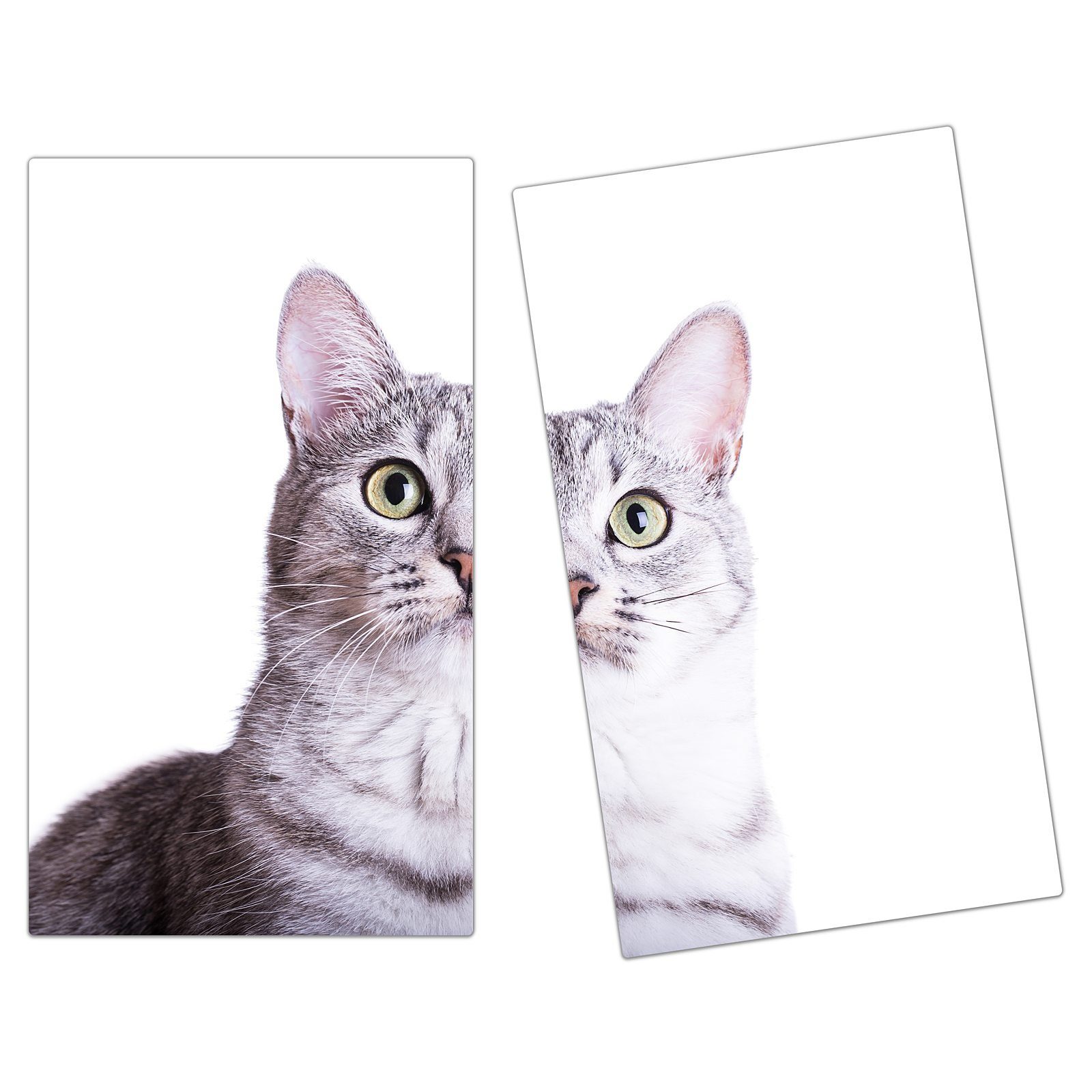 (2 Herdabdeckplatte Glas Getreifte Glas, Spritzschutz Herd-Abdeckplatte tlg) aus Katze, Primedeco