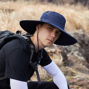 GelldG Sonnenhut Herren Fischerhut mit Kinnband wasserdicht Wanderhut für Angeln, Jagd