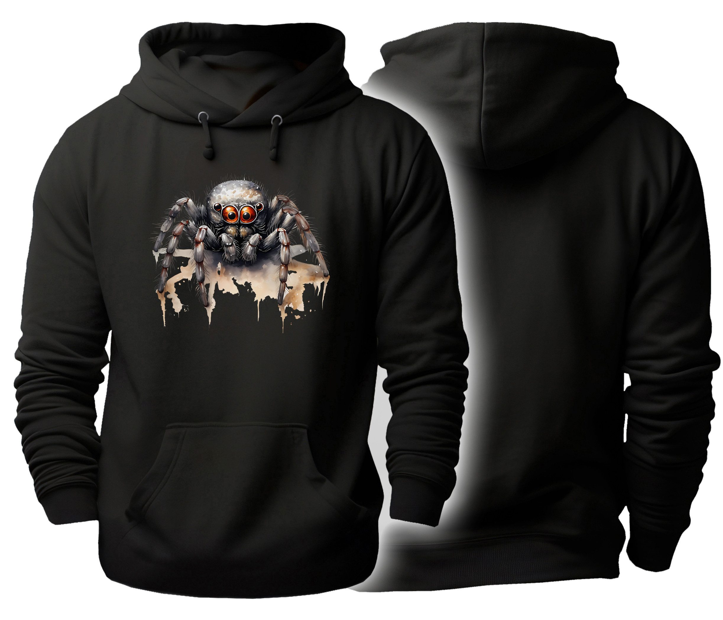 MyDesign24 Hoodie Halloween Kapuzen Pulli - Gruselige Spinne Herren und Damen Kapuzensweater - Halloween Hoodie i441