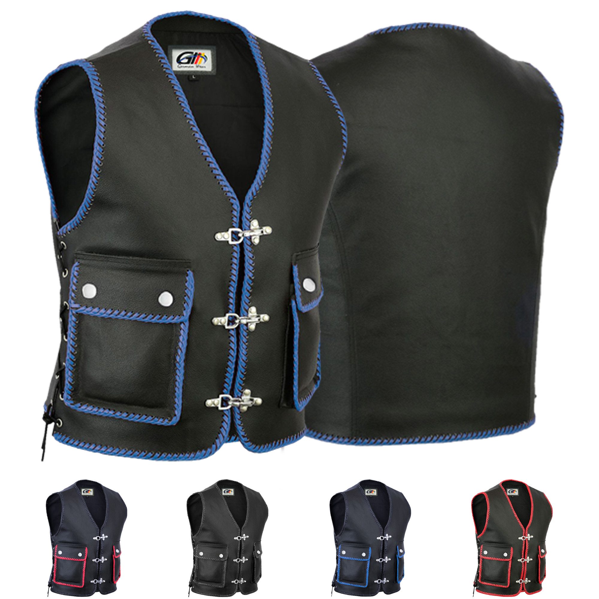 German Wear Motorradweste GW688 Motorrad Lederweste günstig online kaufen