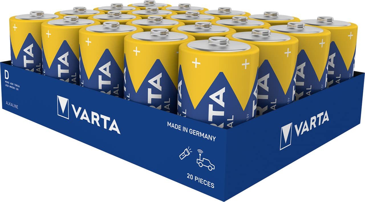 VARTA Batterien D Mono, 20 Stück, Industrial Pro, Alkaline Batterie, 1,5V Batterie, (1 St)