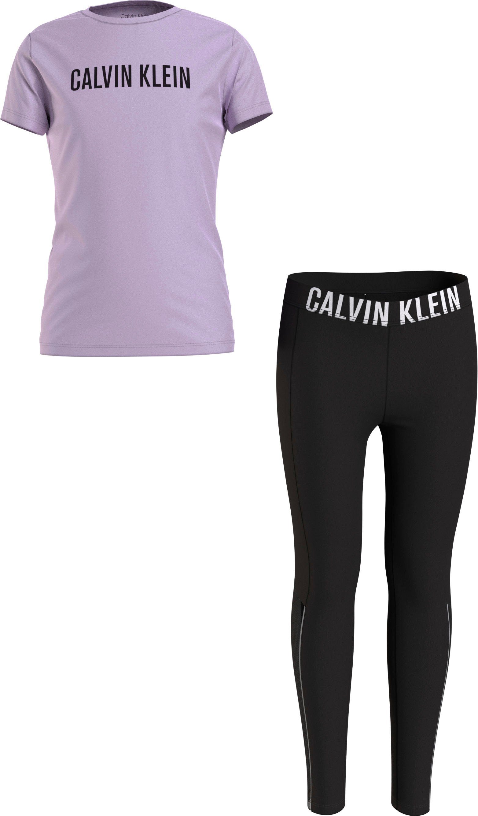 Calvin Klein Underwear Pyjama KNIT PJ SET (SS+LEGGING) (2 tlg) mit leicht transparenten Beineinsätzen | Pyjama-Sets