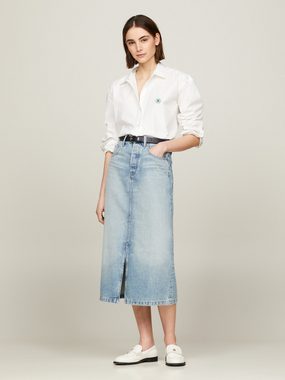 Tommy Hilfiger Jeansrock DNM MIDI STRAIGHT SKIRT HW ASH Webrock mit Schlitz vorne