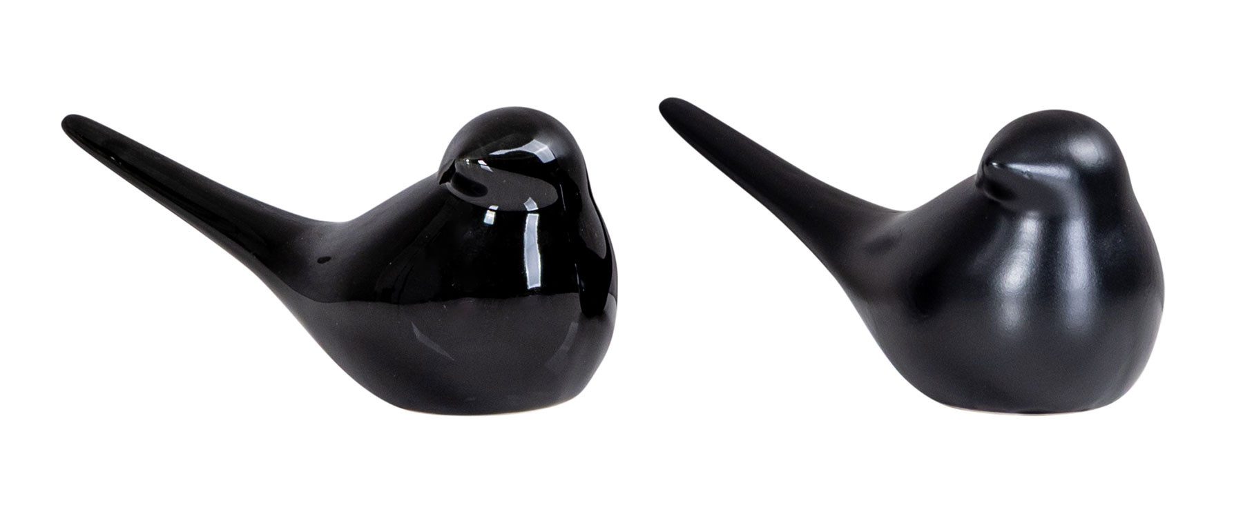 Levandeo® Gartenfigur, 2er Set Dekofigur Vogel Schwarz Porzellan Tischdeko Deko Aufsteller