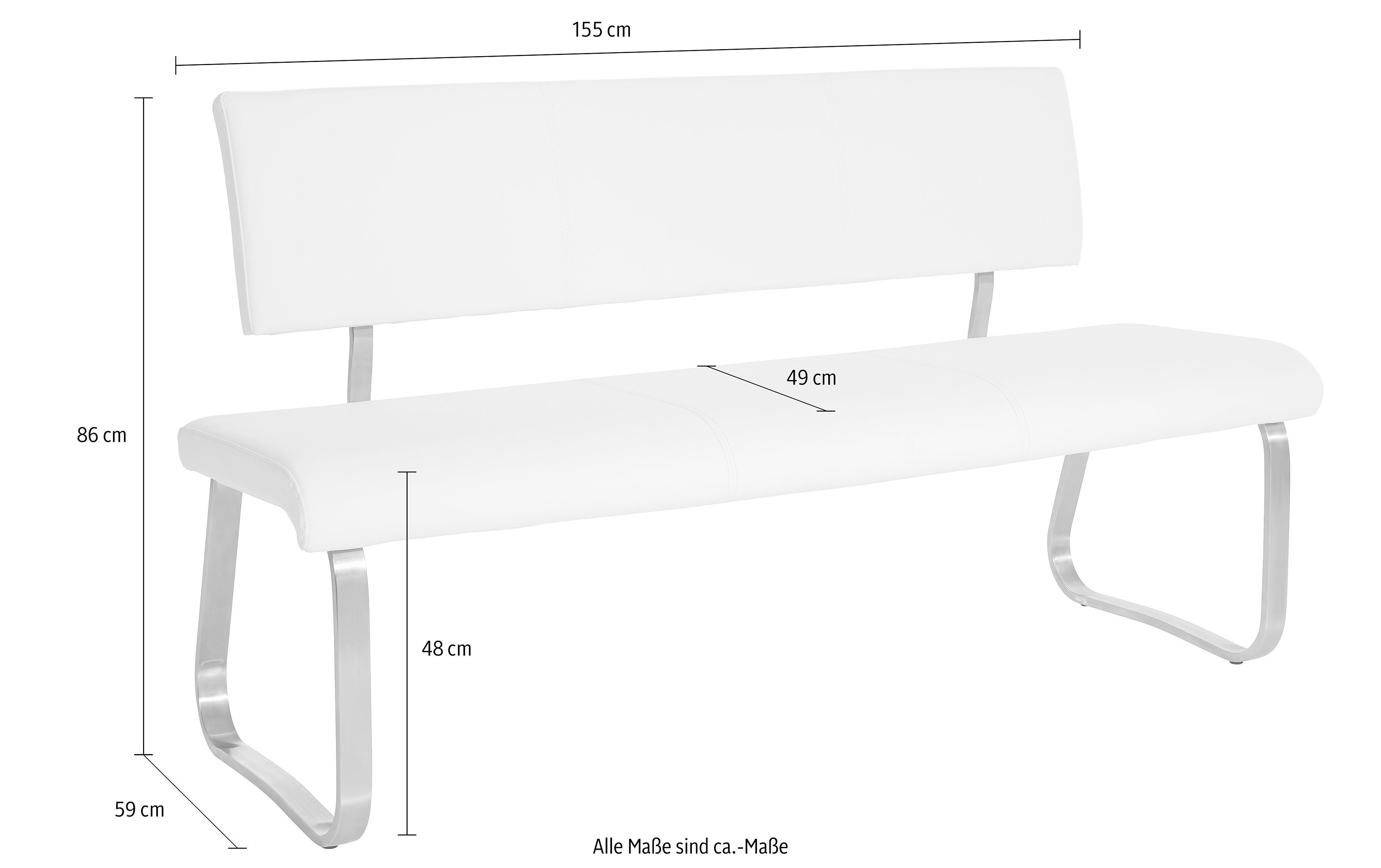 MCA furniture Polsterbank Arco bis 280 in | (1-St), kg, verschiedenen Breiten belastbar weiß weiß Kunstleder