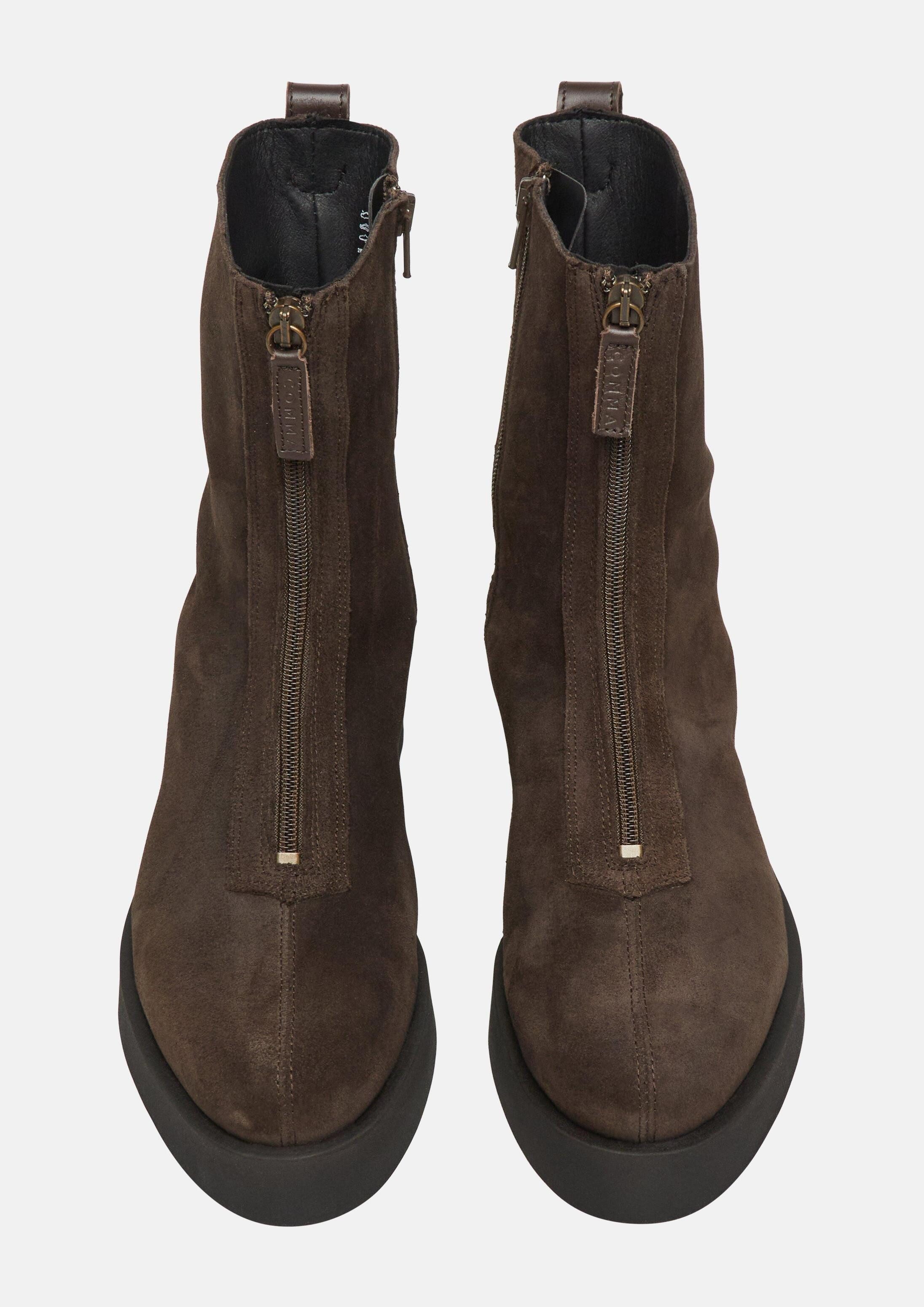 comma Stiefel Stiefel Veloursleder-Boots mit Zip-Detail – Bild 3 von 3