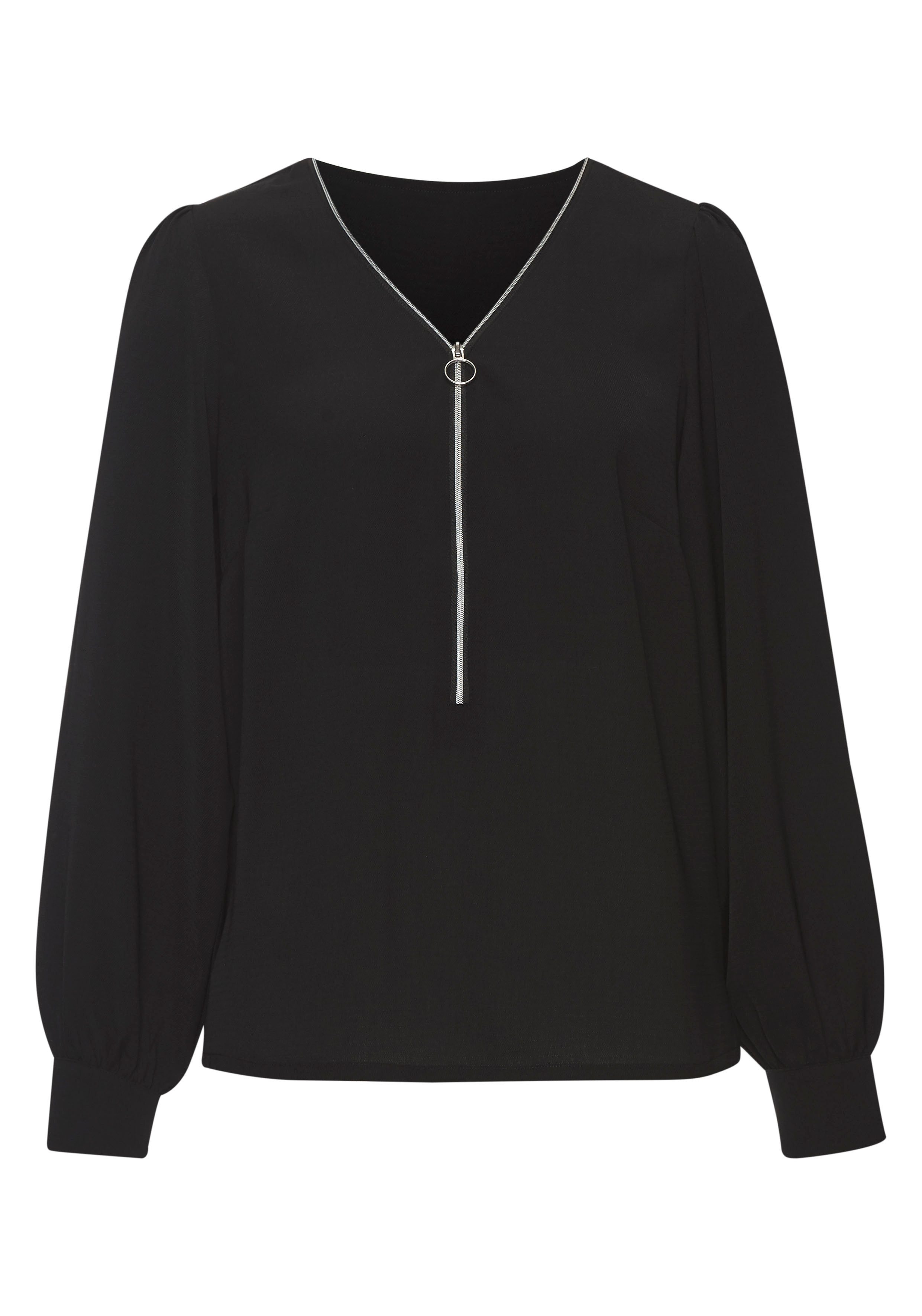 LASCANA Langarmbluse mit Reißverschlussdetail vorn elegante Damenbluse, lockeres Blusenshirt, Business-Look, festlich – Bild 2 von 5
