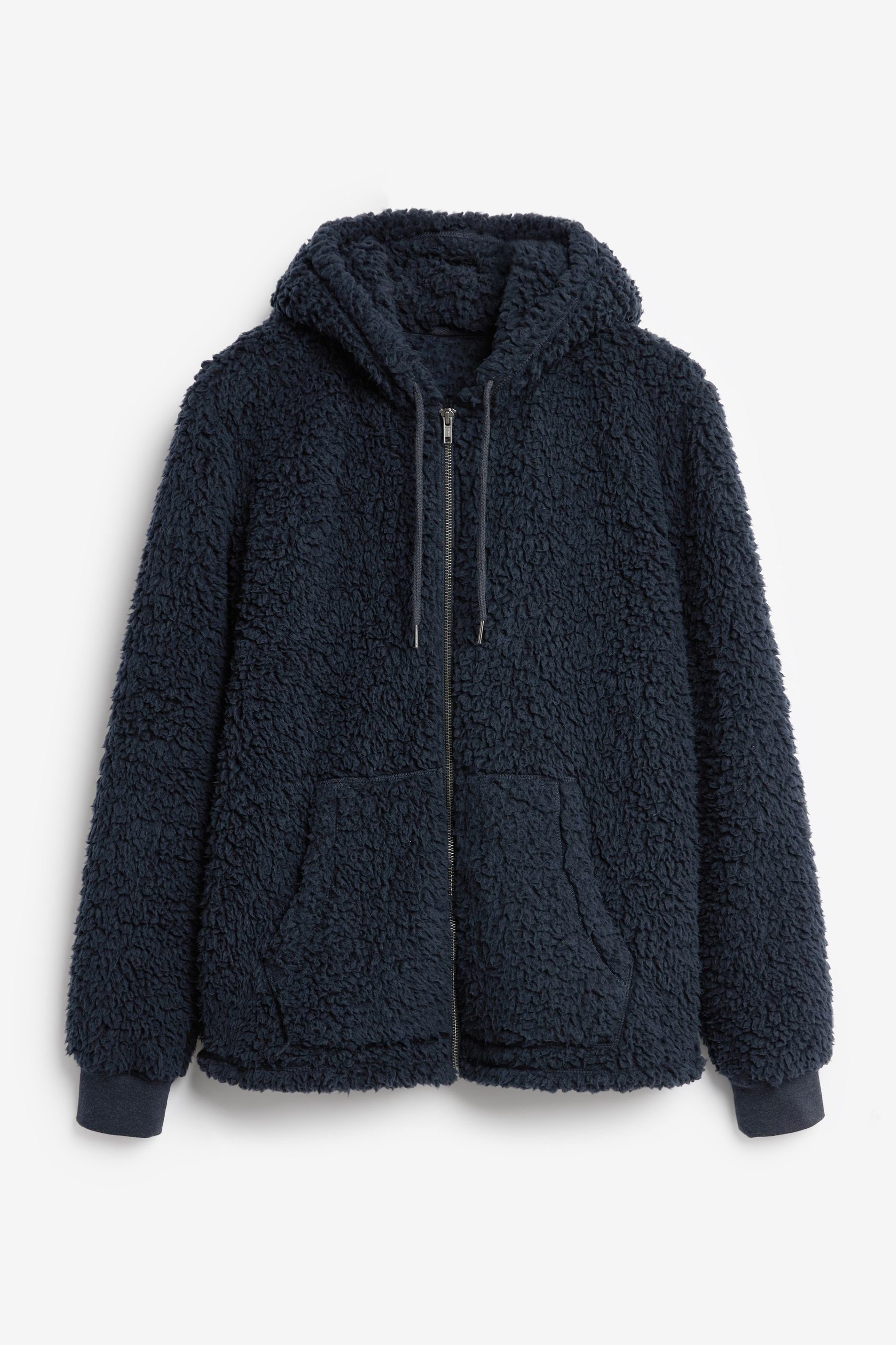 Next Kapuzensweatjacke Kapuzenjacke aus Teddyfell mit Reißverschluss (1-tlg) Navy Blue