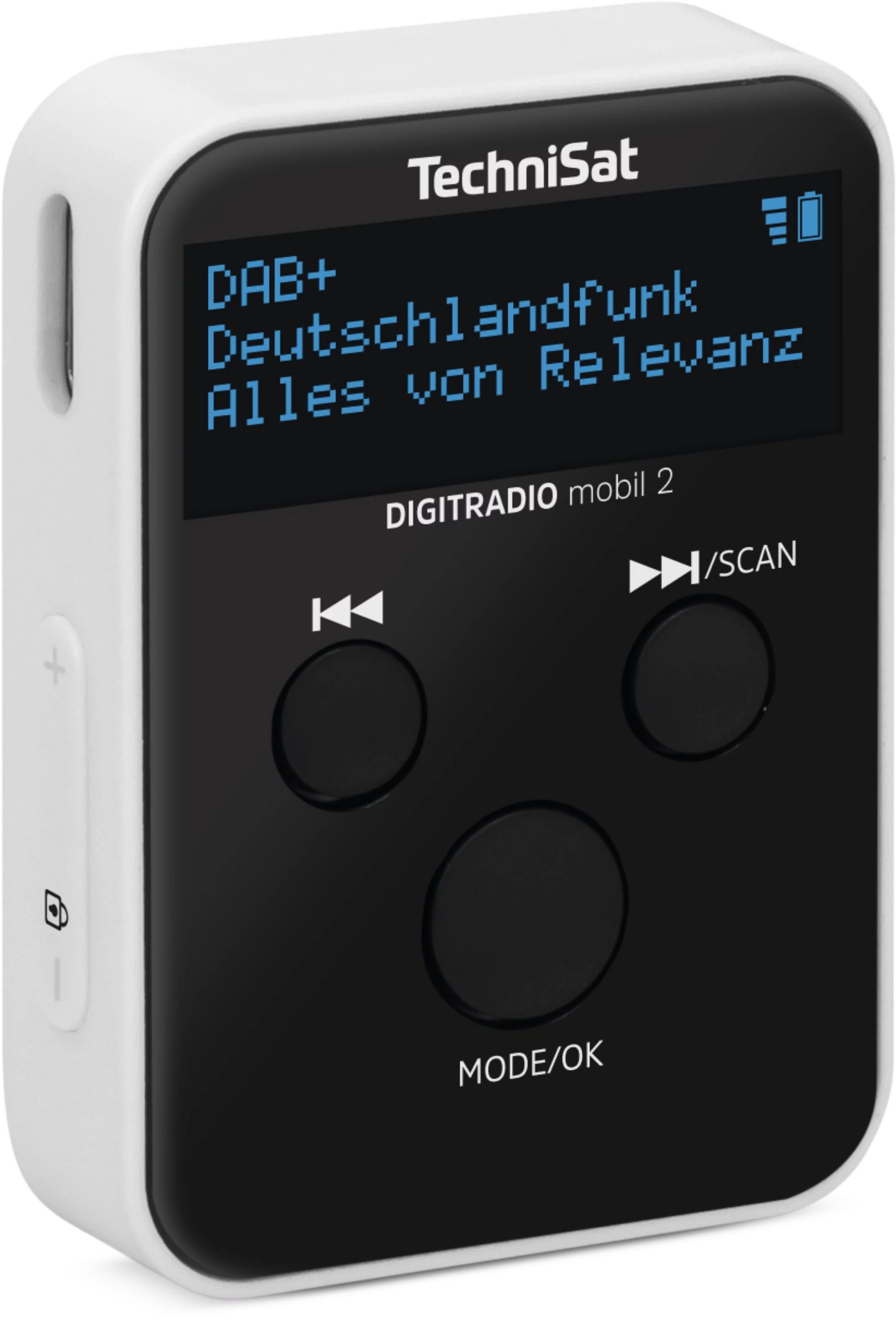 TechniSat DIGITRADIO mobil 2 Digitalradio (DAB) (Digitalradio (DAB), FM-Tuner mit RDS, 1 W, Portables DAB+/FM Mini-Radio mit integriertem Akku, Kopfhörer, OLED)