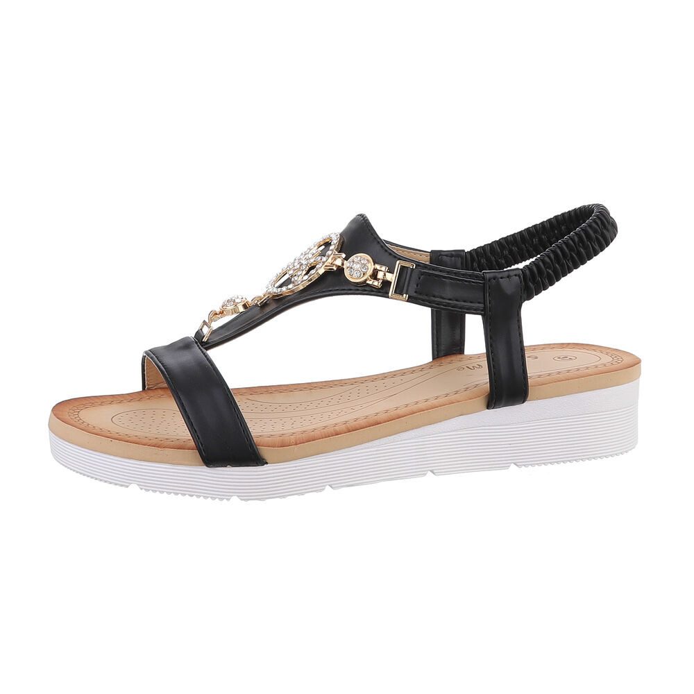 Ital-Design Komfortable Sandalen für jeden Anlass Riemchensandalette (86016811) Keilabsatz/Wedge Keilsandaletten in Schwarz