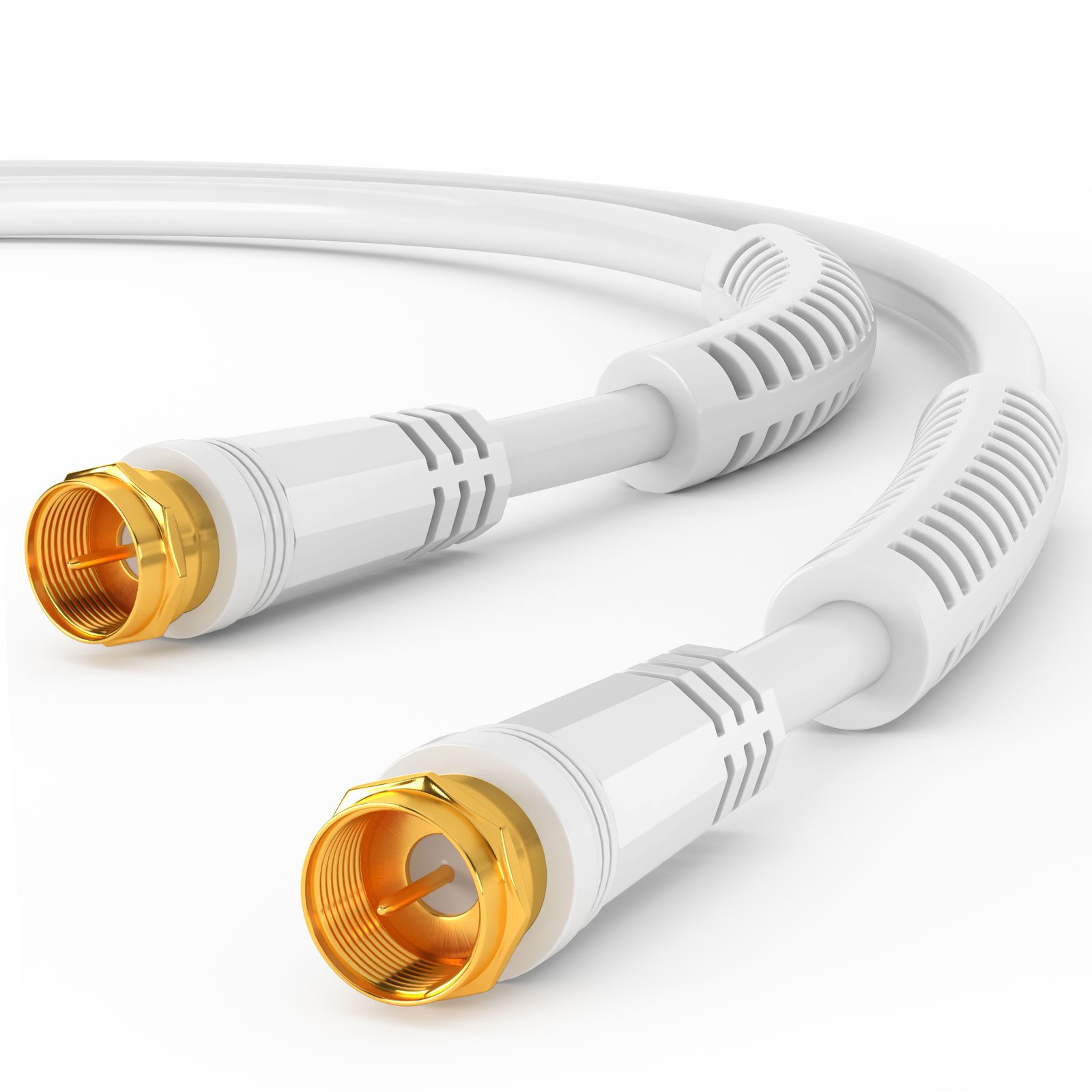 HB-DIGITAL 15m SAT Kabel 110dB F-Stecker Ferritkern 4-fach weiss SAT-Kabel, (1500 cm), Geeignet fuer SAT Anwendungen mit F-Anschluss