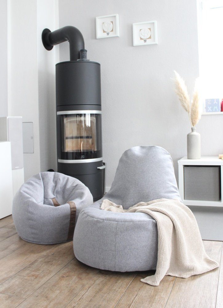 pushbag Sitzsack kids Chair S fleece grey, für Kinder, waschbar