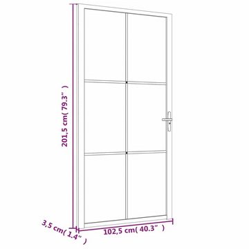 vidaXL Haustür Innentür 102,5x201,5 cm Schwarz ESG-Glas und Aluminium (1-St)