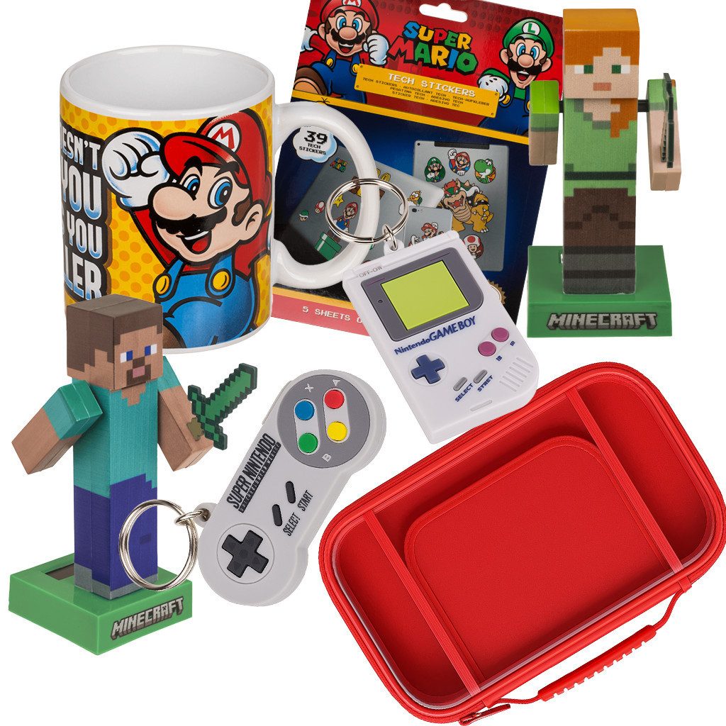 what the shop Nintendo meets Minecraft–Gamer Geschenkset mit Becher, Figuren u.a Zubehör Nintendo (Das ultimative Gamer Geschenk für Weihnachten)