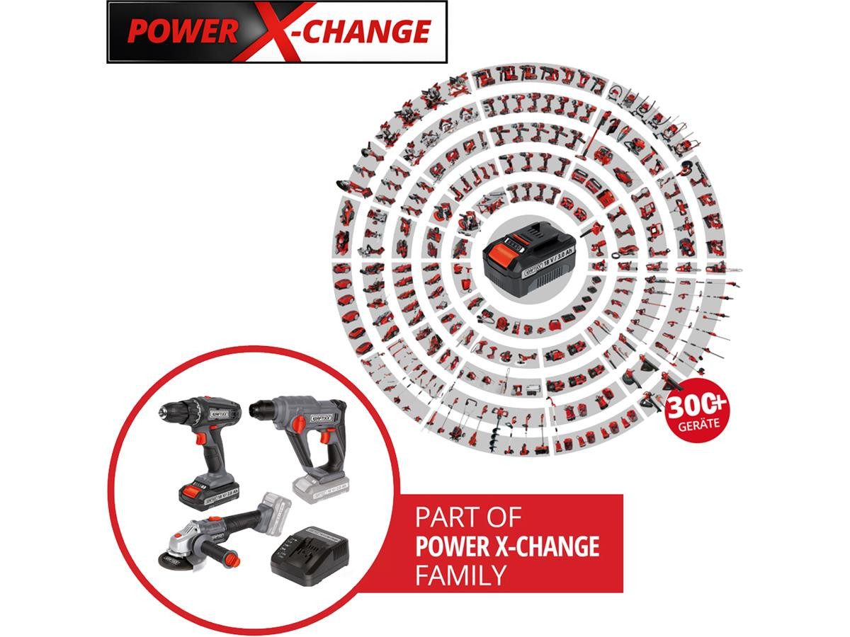 KRAFTIXX® Akku-Schraubendreher KX-AS 18 Li Kit, 8500 U/min, 40 Nm, (Set, 5-tlg), inkl. 2,0 Ah Akku, kompatibel mit Einhell Power X-Change Akkusystem