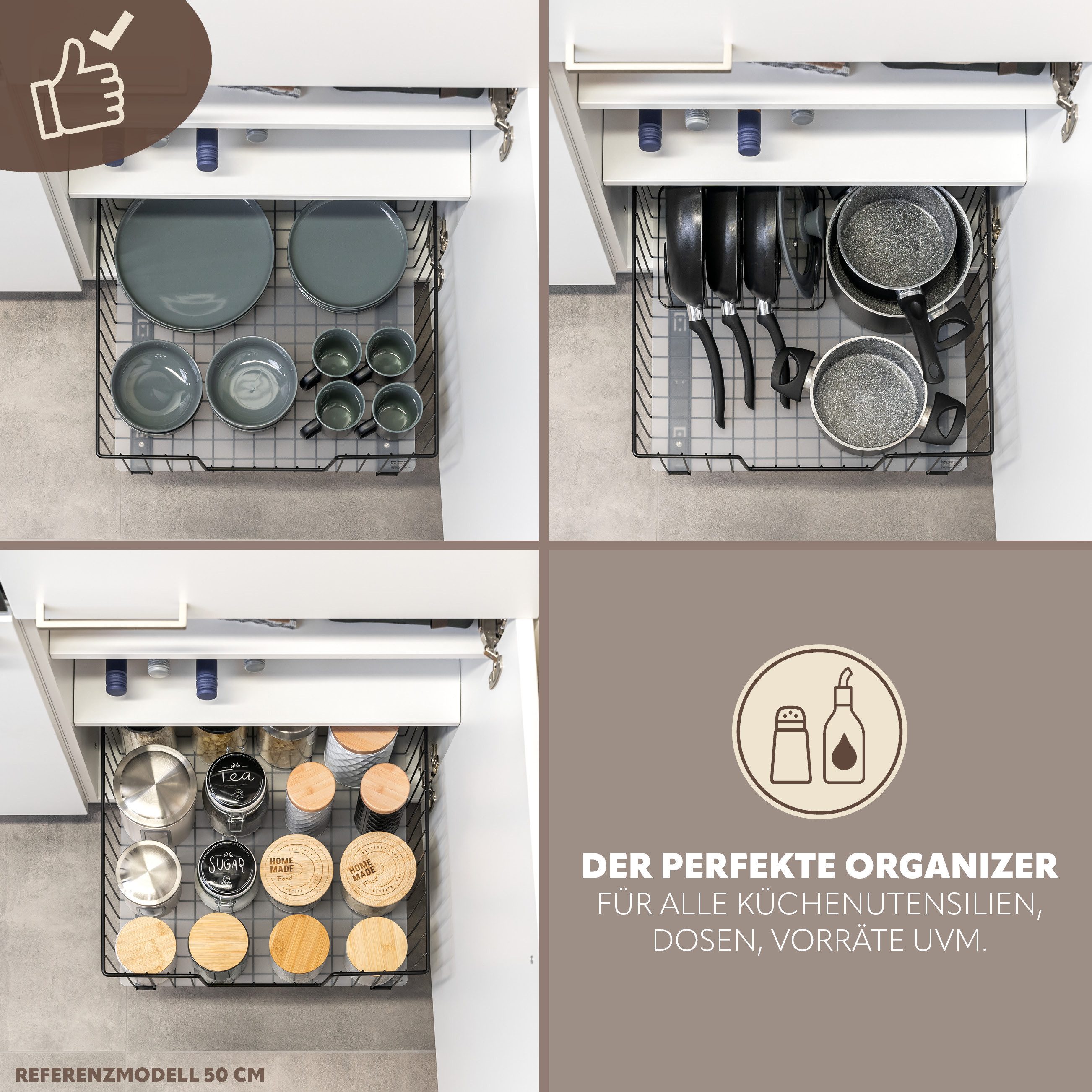 bremermann Teleskopauszug Schrank-Korbauszug 2er Set 40 cm Breite – Bild 4 von 5