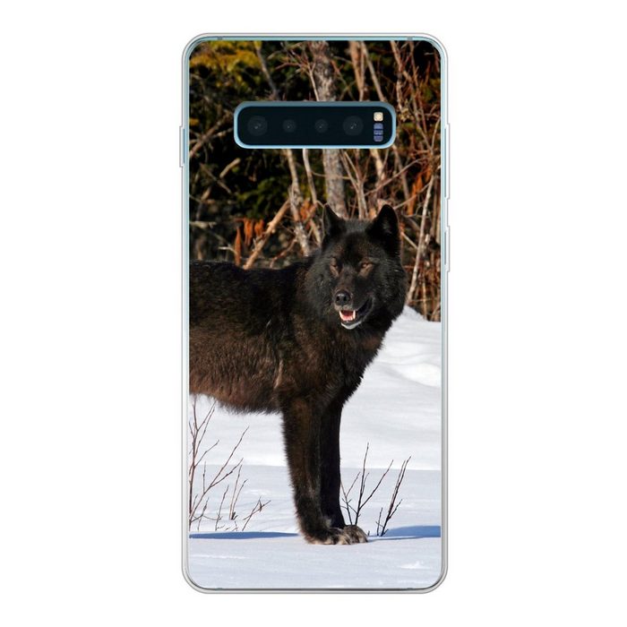 MuchoWow Handyhülle Wolf - Schwarz - Schnee Phone Case Handyhülle Samsung Galaxy S10 Lite Silikon Schutzhülle