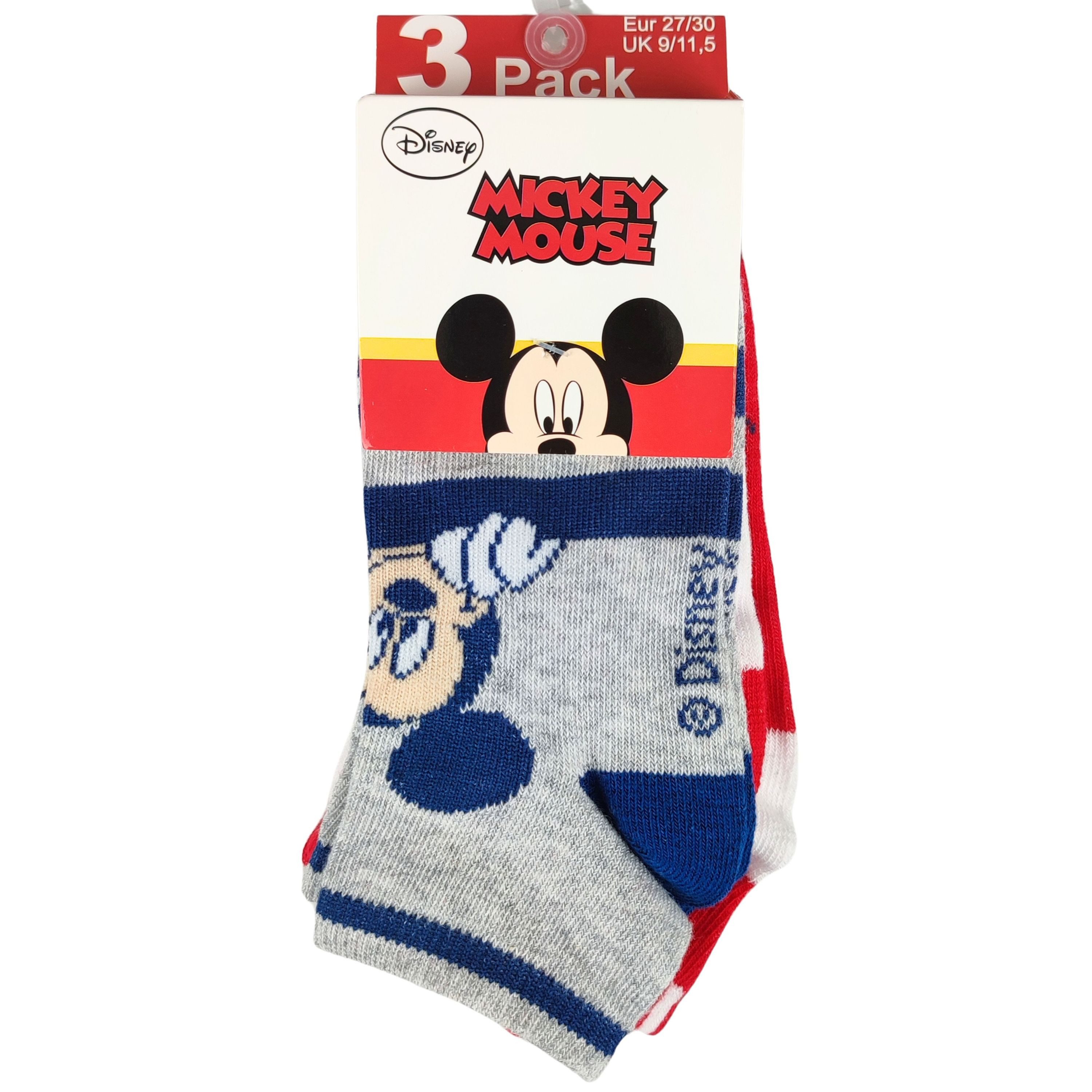 Disney Mickey Mouse Socken Mickey Maus (3-Paar) Sneakersocken für Jungen Gr. 27-34