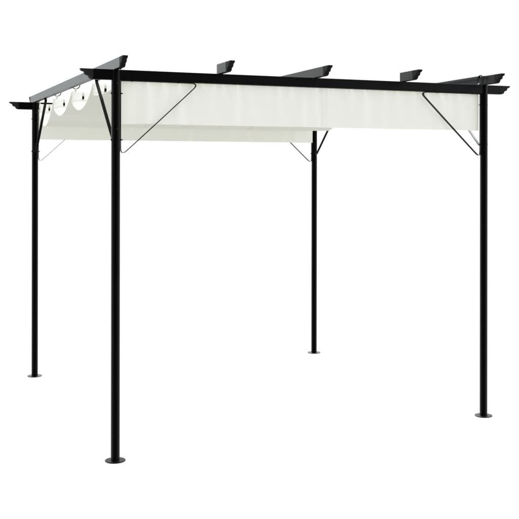 vidaXL Pergola Pergola mit Versenkbarem Dach Cremeweiß 3x3 m Stahl, (1-tlg)