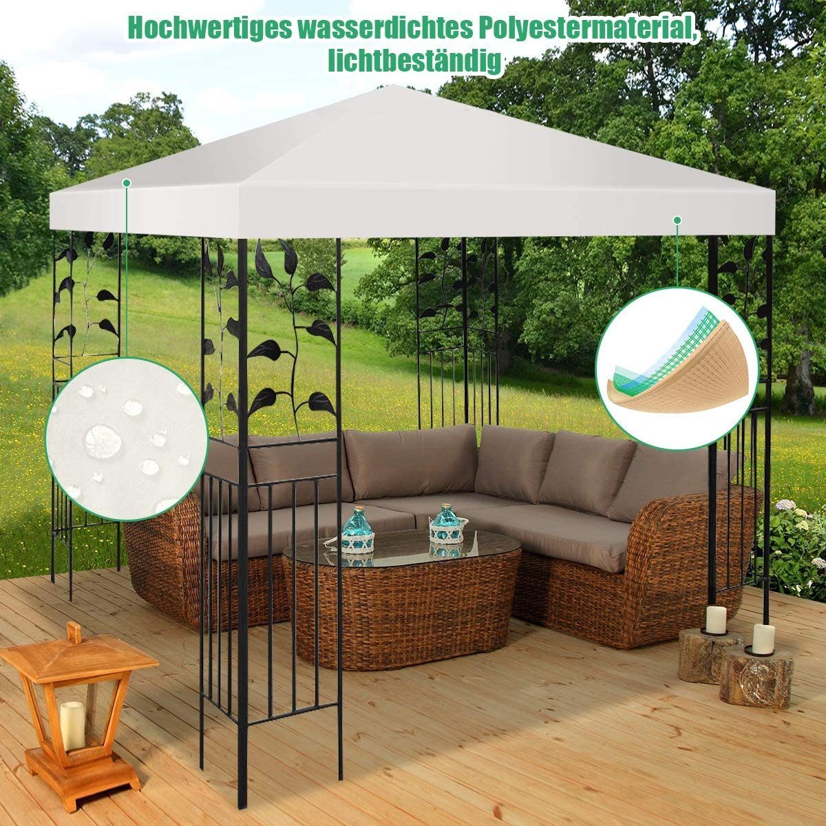 KOMFOTTEU Pavillonersatzdach Ersatzdach, 3x3m, (Beige) Pavilliondach wasserabweisend