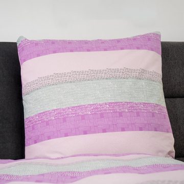 Bettwäsche Baumwolle, Traumschloss, Renforcé, 2 teilig, Streifen pink grau
