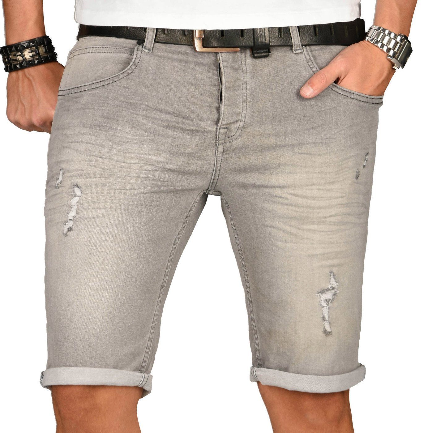Shorts Herren Regular Fit – Used Look Stretch Denim