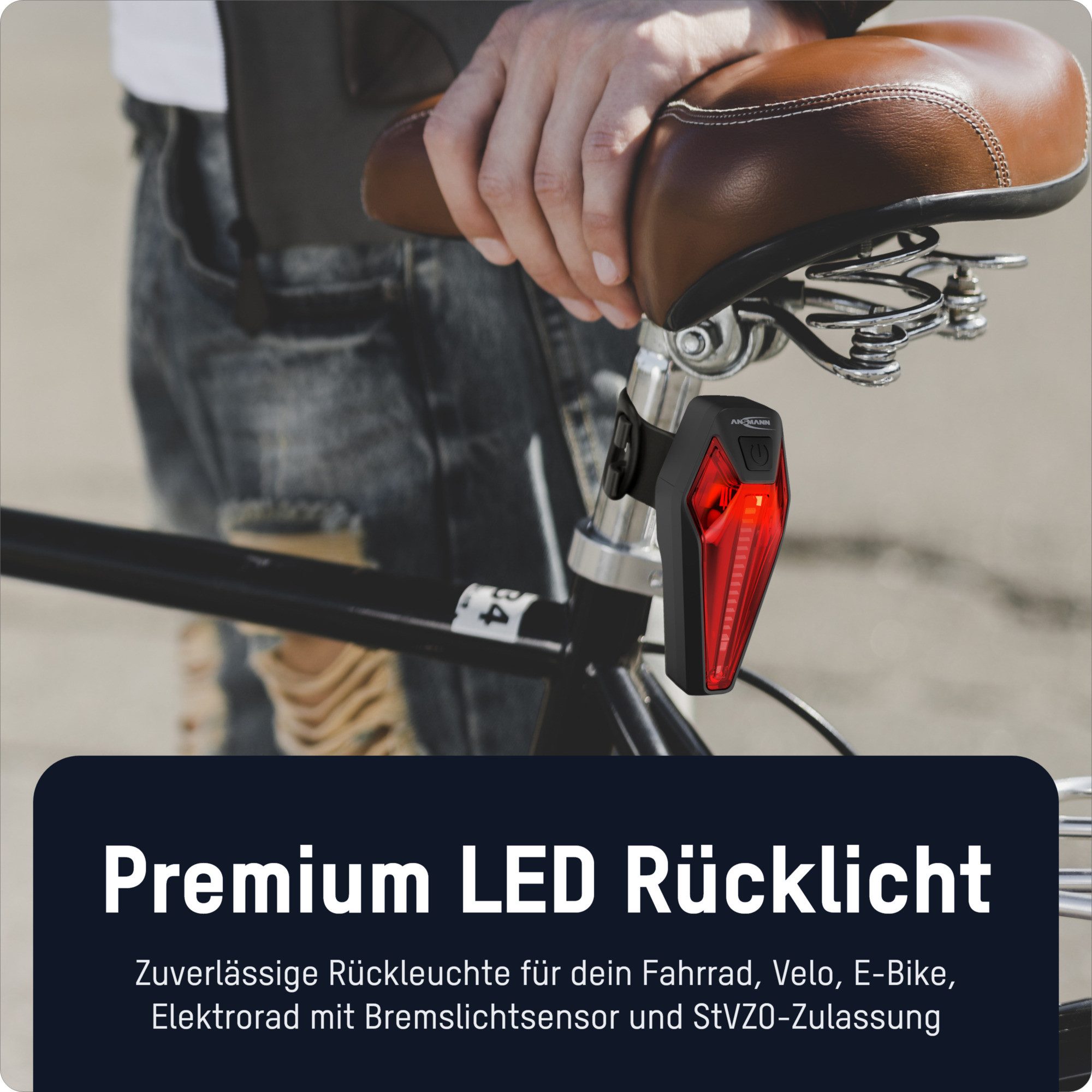 ANSMANN AG Fahrradbeleuchtung Fahrrad-Rücklicht StVZO zugelassen, mit Bremslicht