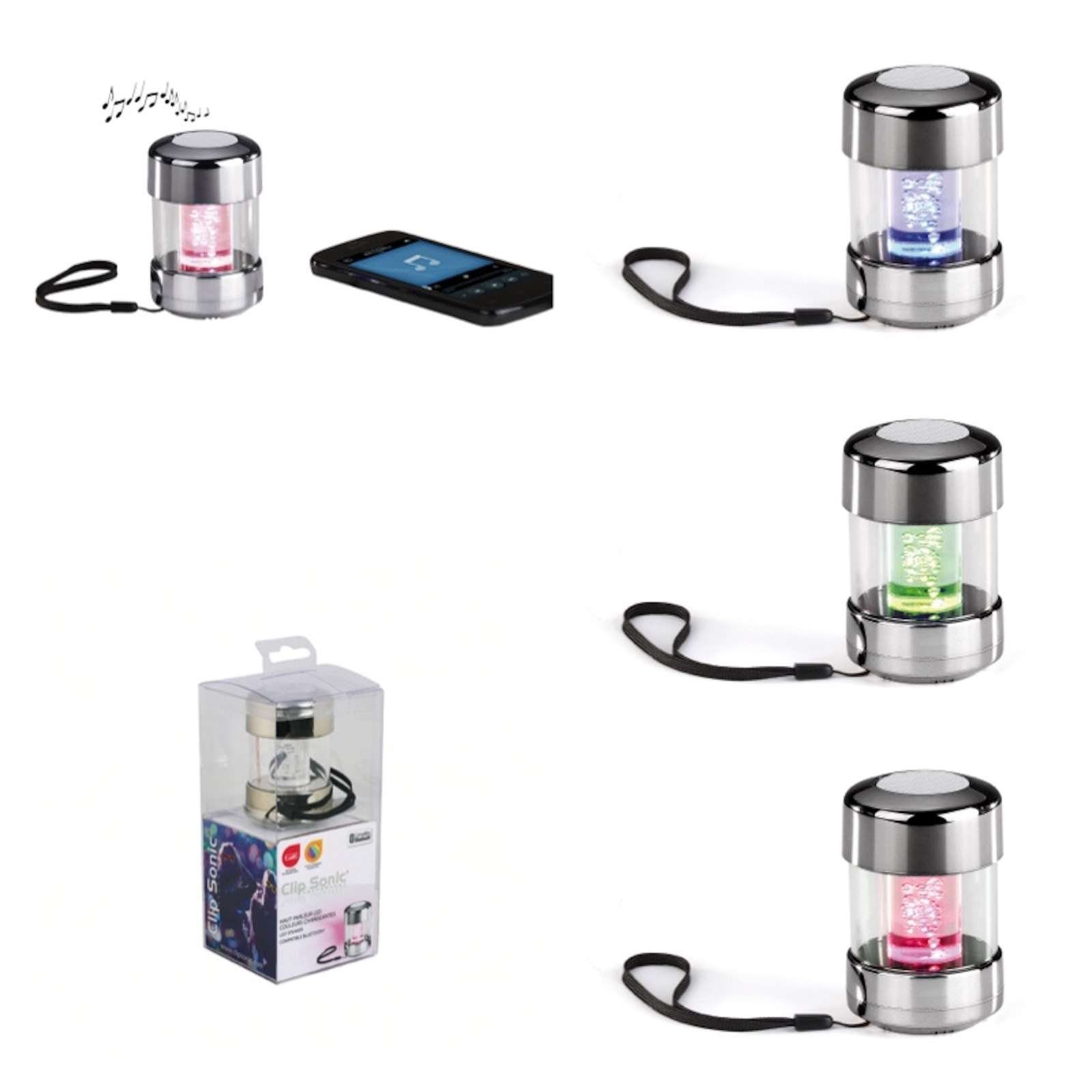 ClipSonic Lautsprecher Bluetooth Mikrofon LED-Farbwechsel TES129BT Lautsprecher