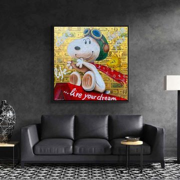 DOTCOMCANVAS® Leinwandbild Dont Dream your Life, Leinwandbild Dont Dream your Life Motivation Snoopy Spruch comic